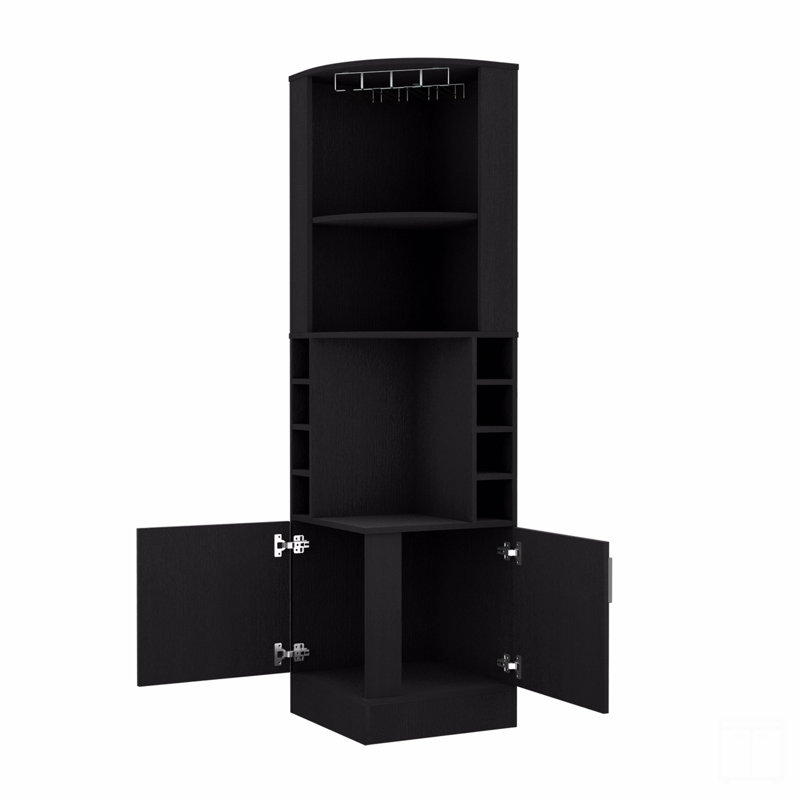 Bar d'angle, H 71,1 po x l 27,68 po x P 18,4 po, Noir