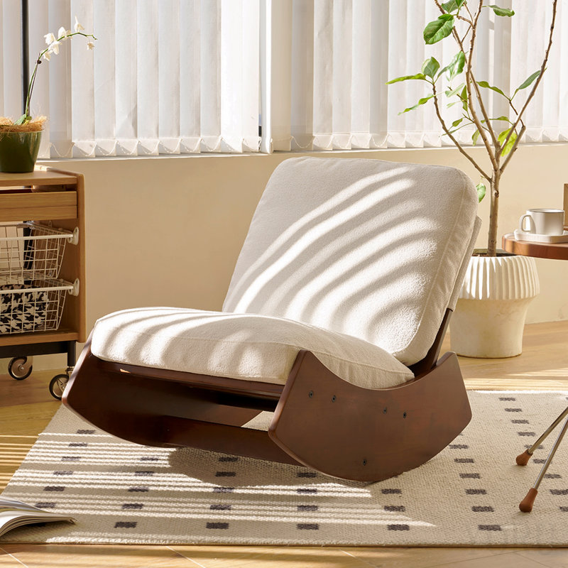 Chaise berçante confortable, fauteuil oscillant rembourré de haute qualité, structure en bois massif, chaise de lecture d'appoint parfaite pour les environnements multiples pour la chambre à coucher, le salon et la chambre de bébé