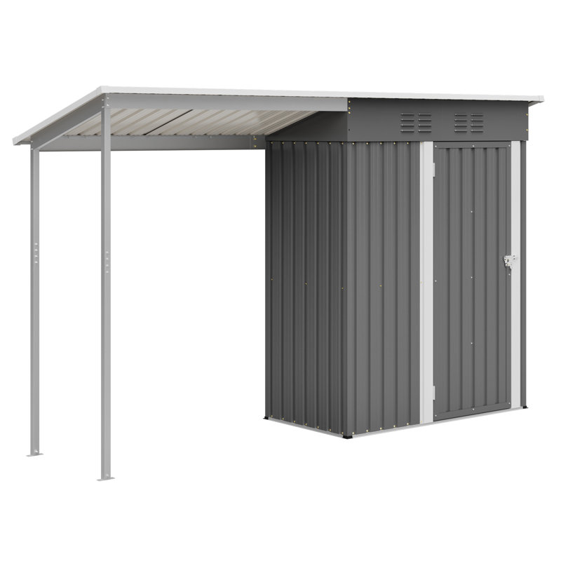 Durable 5X3Ft Galvanized Steel Shed & Gazebo Combo