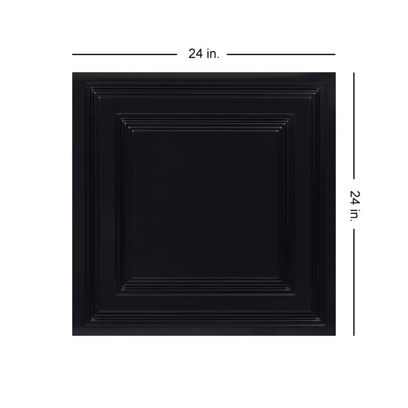 Tuile de plafond économique en PVC, L 24 po x L 24 po, Noir