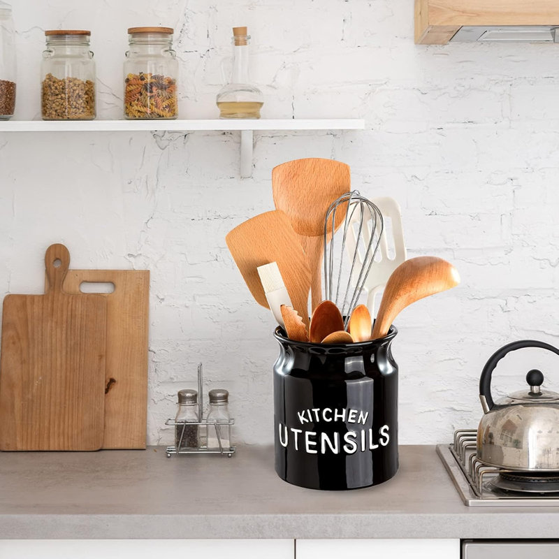 Ceramic Farmhouse Kitchen Countertop Utensil Rack