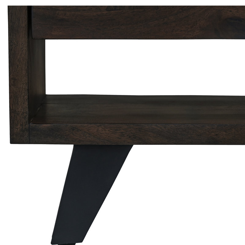 Madagascar 1 - Drawer Solid Wood Nightstand, Dark Brown