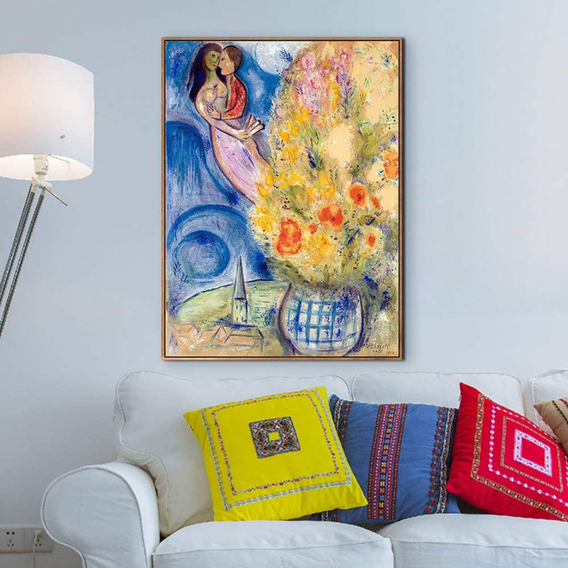 Art encadré sur toile, estampe numérique par Marc Chagall, décorations pour bureau à domicile