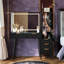 48" Makeup Vanity Desk with Fluted Design, 36" Oversized Lighted Mirror, Glass Top Vanity Table with Charging Station-495488552