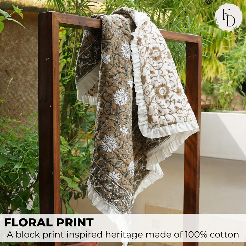 Literie bohème de luxe à motif floral en tissu imprimé Fab Fabine pour chambre et canapé, King Us, Blanc / jaune
