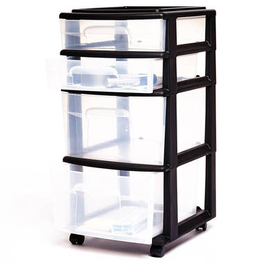 Iris USA 4 Drawer Wide Plastic Storage Tower, White/Clear