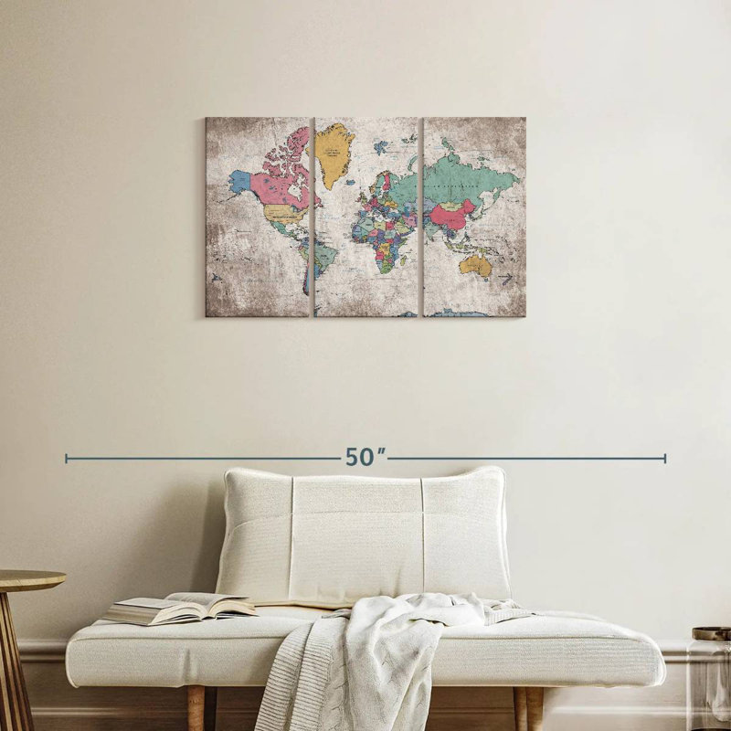 Keiri Geographic World Map III, 20" H x 33" W