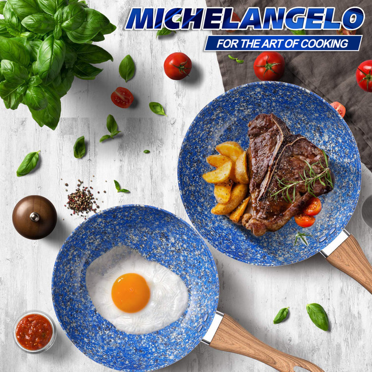 MICHELANGELO 11 Inch Frying Pan with Lid, Ultra Nonstick Stone Frying Pan  with Stone-Derived Interior, Nonstick Frying Pans, Granite Frying Pan,  Nonstick Skillets, Stone Skillets Induction Compatible 