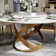 Suzzie Modern Round Dining Table, Sintered Stone Tabletop with Lazy Susan, Carbon Steel Base Pre-Assembly
