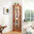 Lighted Corner Glass Cabinet, Dark Oak , Two - Section Design, Adjustable Shelving, Toppling, For Collectible Display In Living Room Unit, Suitable Cherry Or Inspired Spaces
