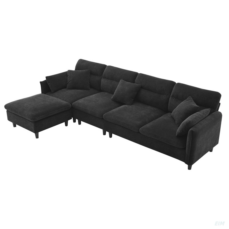 Canapé modulaire en L Cloud Chenille, Chenille noir