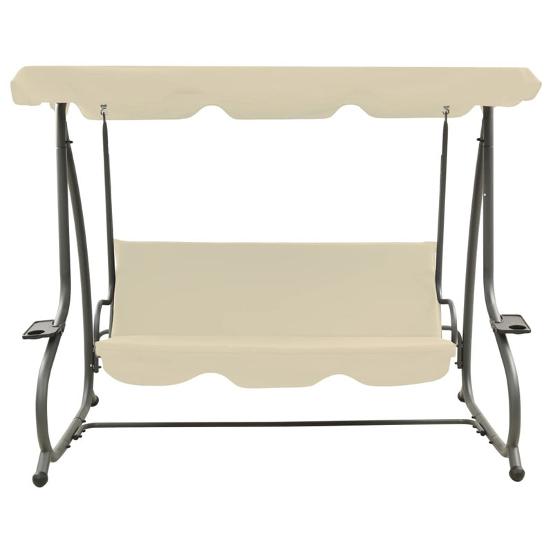 Balancelle de balançoire en tissu avec revêtement en PVC blanc sable, Blanc sable