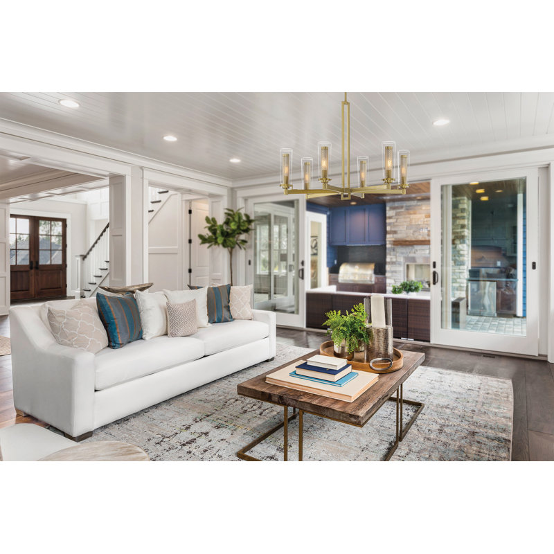 Everly Quinn Ozmo Soft Brass With Clear Chandelier