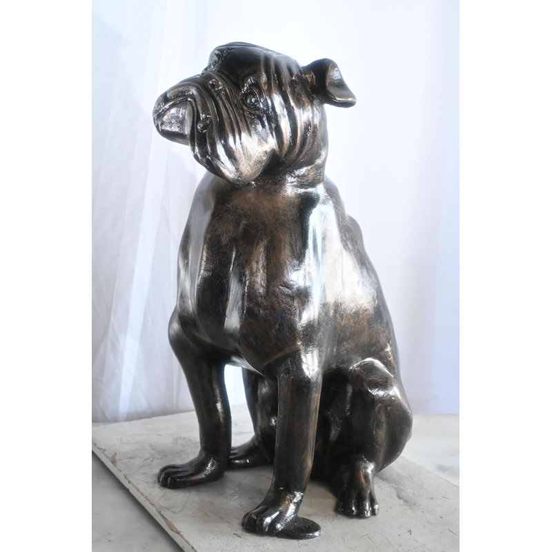Sculpture de jardin bouledogue anglais en aluminium taille réelle Bold 22 po x 15 po x H 29 po