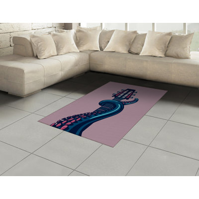 Tapis décoratif à fibres longues haute densité en polyester et coton à motif de pieuvre