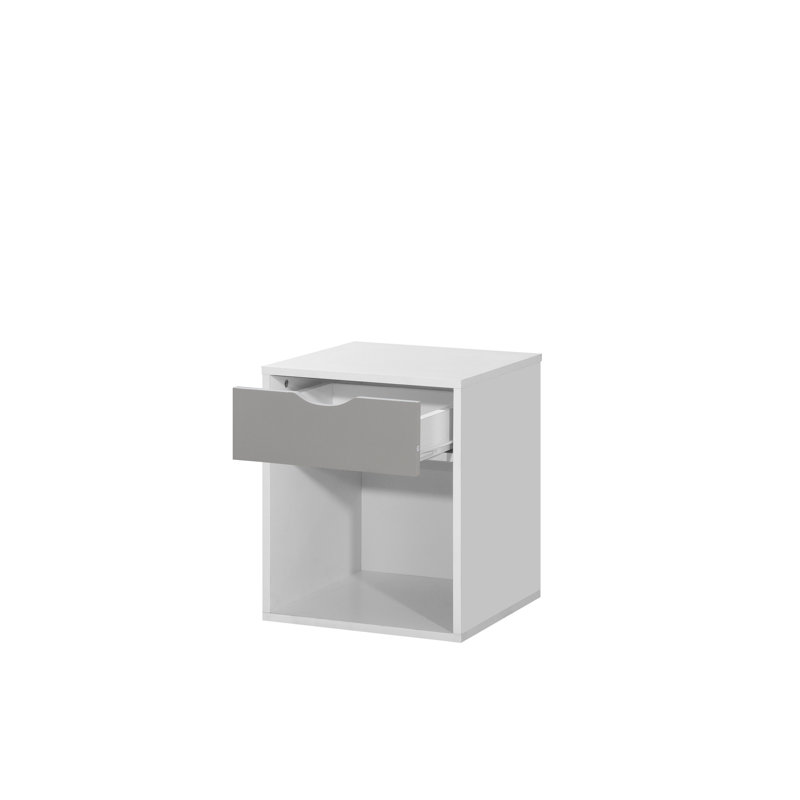 Wilkens 40cm W Manufactured Wood Bedside Table, White/Grey