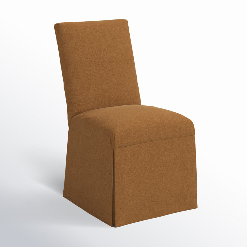 Chaise parsons en coton Silvia, Lin texturé ambré