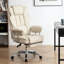 Chaise de bureau ergonomique inclinable avec repose-pieds - Cuir beige pour les grands espaces de travail