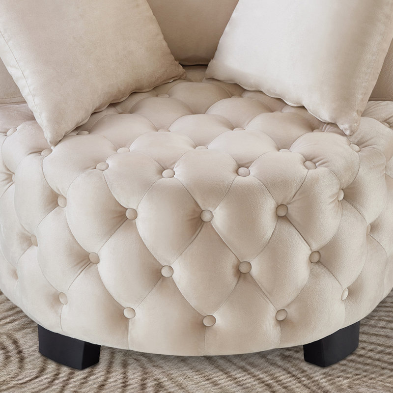Chaise d'appoint contemporaine rembourrée et capitonnée, Beige