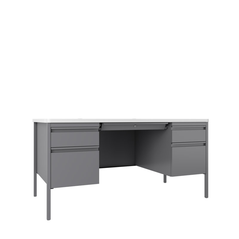 Synthetic Laminate Steel Computer Desk, Platinum/White