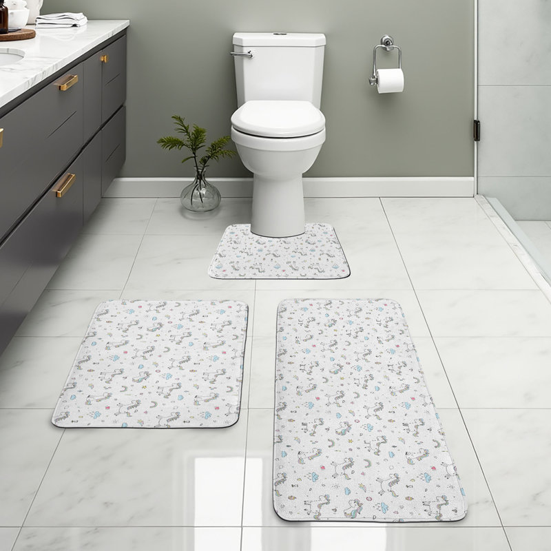  Ensemble de tapis de salle de bain 3 pièces Unicorn