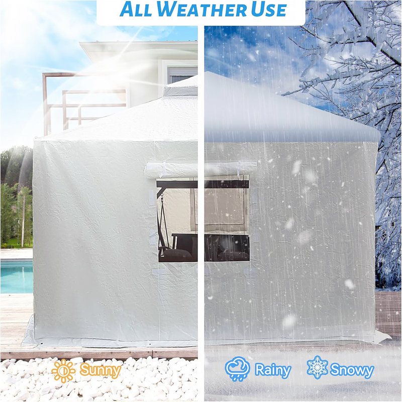 Gazebo Cover For Hardtop Gazebos, Outdoor Universal Winter Gazebo Cover With Sidewalls And Mesh Windows, All Season Waterproof Enclosed Gazebo Cover