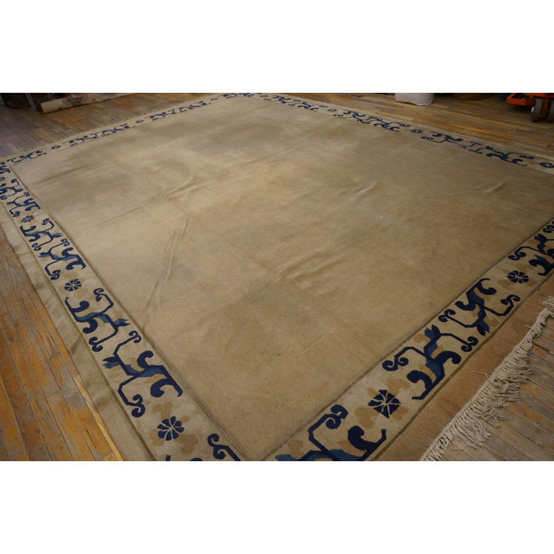 Antique Peking Room Size Wool Ivory Beige Cream White Rug