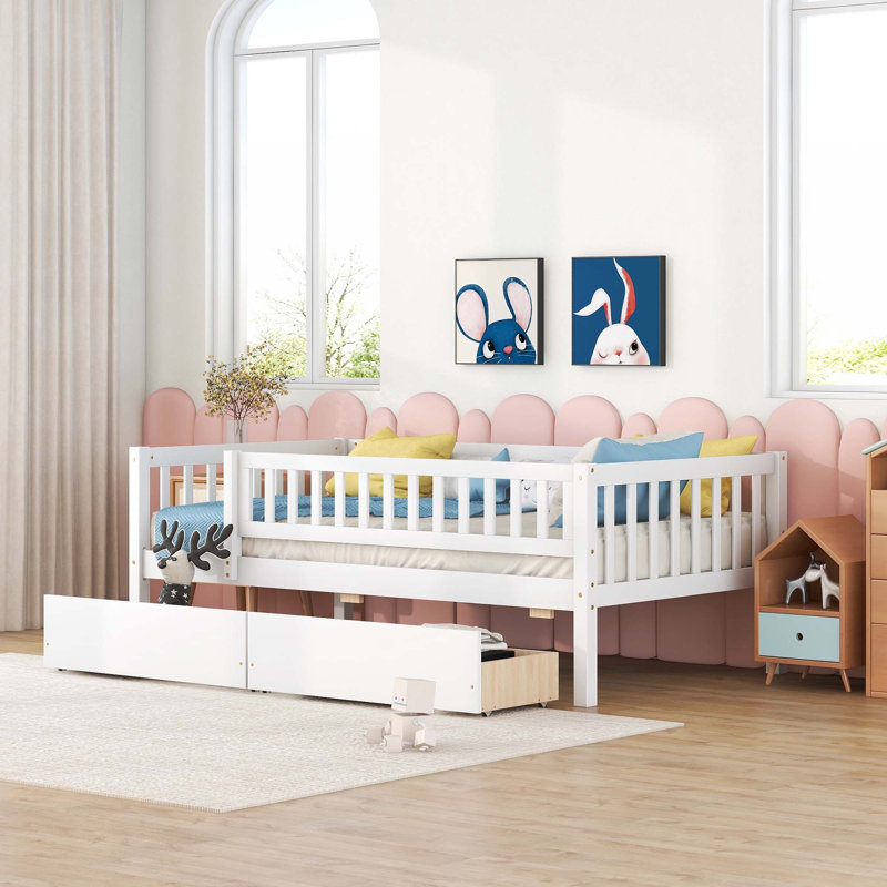 Daybed Wood Bed With Two Drawers, Twin, White