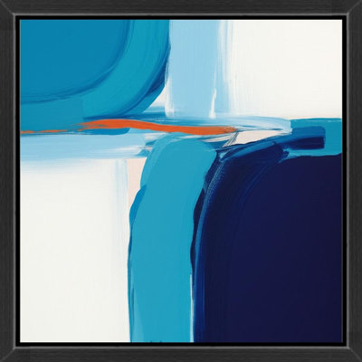 "Bold Abstract" en bleu et blanc, art mural encadré