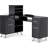 BarberPub L-Shape Nail Desk with Multiple Drawer and Storage Cabinet-140086293