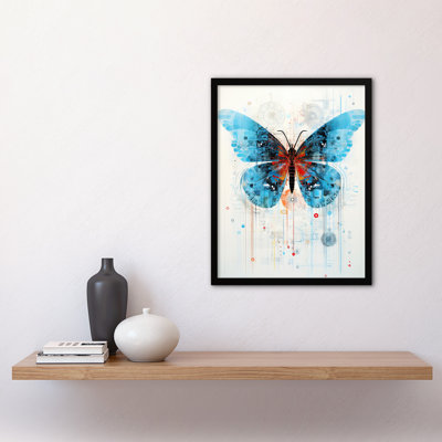 Blue Butterfly Spy Robot Hybrid Secret Military Schematic - Single Picture Frame Print