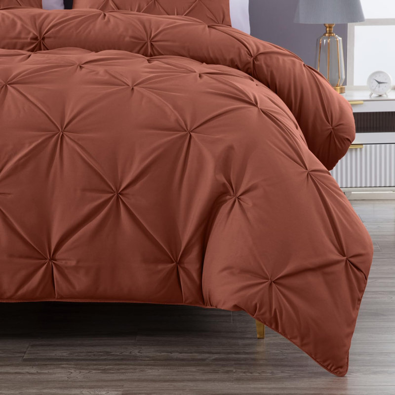 Terracotta Full Microfiber Pintuck Comforter Set