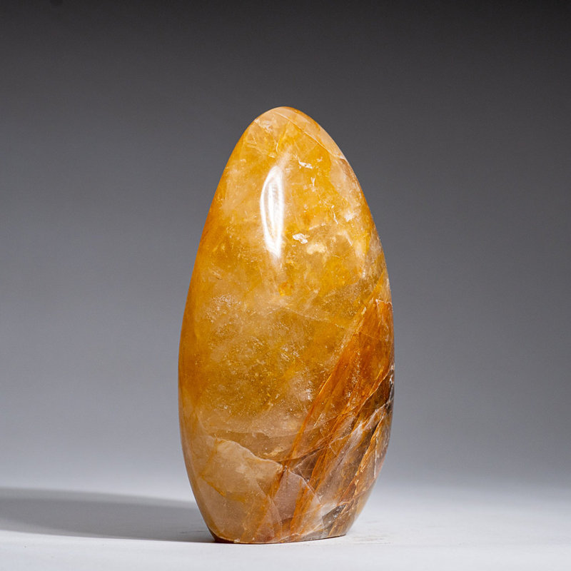 Genuine Polished Lemon Quartz Freeform from Madagascar (1.7 Lbs),  5.5" H x 3.5" W x 1.5" D