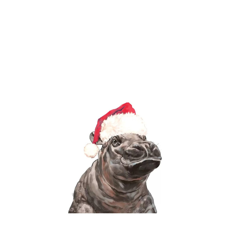 Christmas Baby Hippo 1 Piece Wrapped Canvas Wall Art, 66.04 cm H x 45.72 cm W x 3.175 cm D