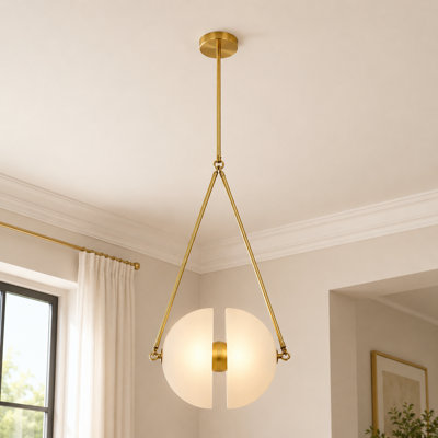 1 - Light Modern Brass Triangular Frame Integrated LED Globe Pendant Light