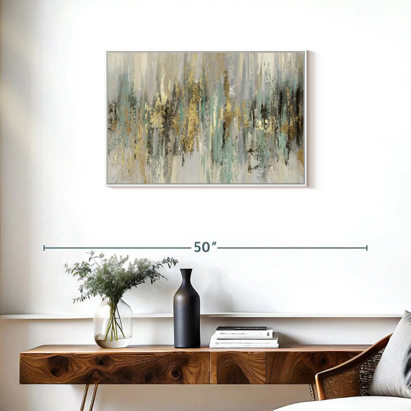 Dégoulinant d'or, Cadre flottant blanc, 46 po x 31 po