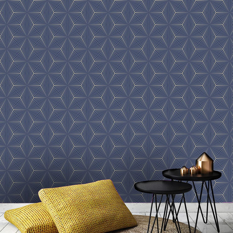 Sandiacre 10.05m x 53cm Glitter Wallpaper Roll, Blue/Silver