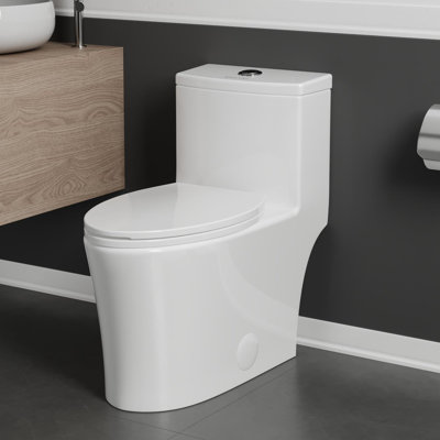 Toilette monobloc allongée à double chasse d'eau 0,8 / 1,28 GPF avec hauteur ADA, blanc