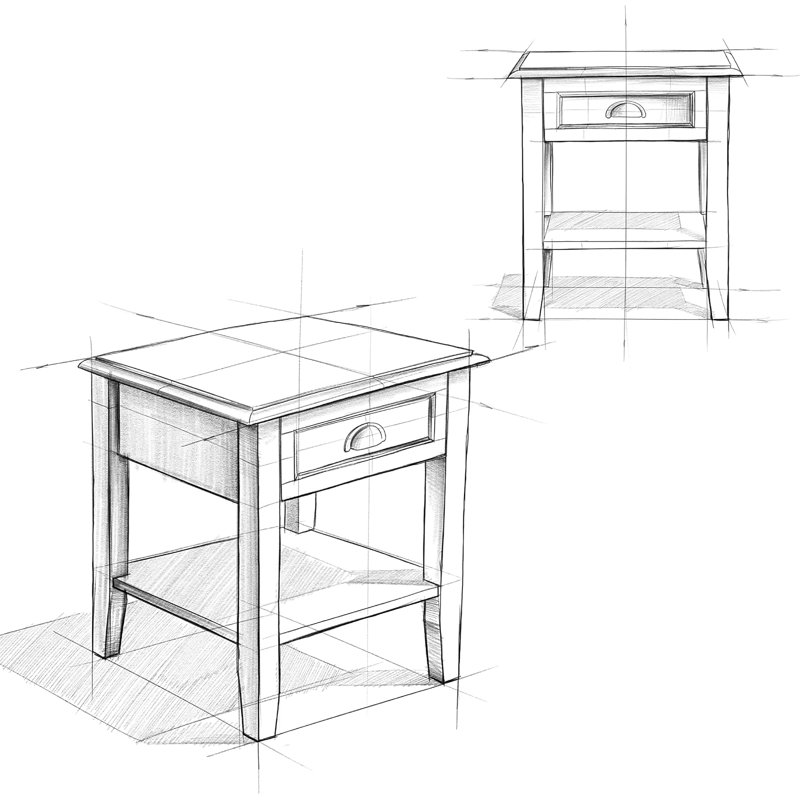 Solid Wood Transitional End Table With Drawer And Open Shelf, Handcrafted Pine Furniture For Living Room And Bedroom