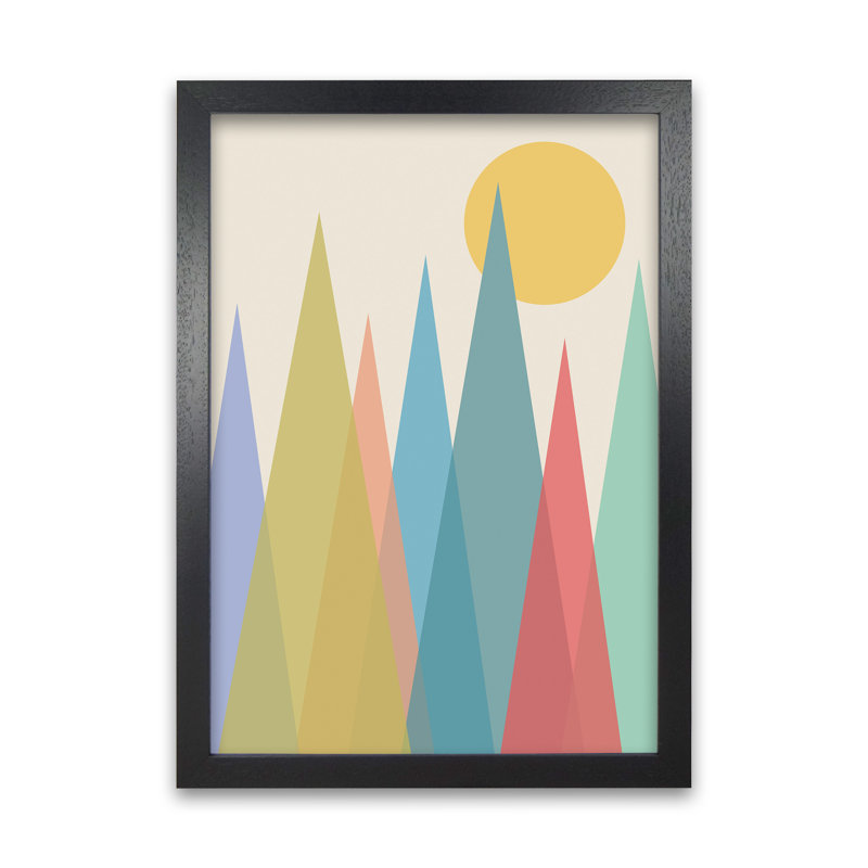 Day And Night Nursery Mid Century Modern - Print, 59cm H x 42cm W x 3cm D, Black Frame