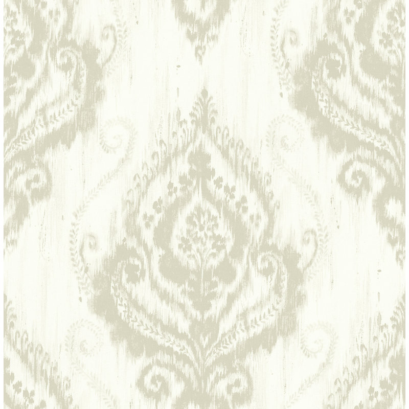 Papier peint damassé Ikat de Seabrook Designs, Latte métallique