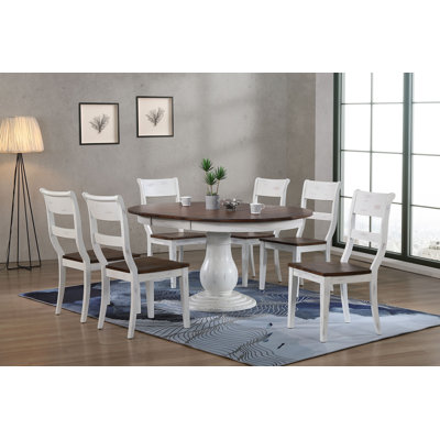 7 - Piece Extendable Rubberwood Solid Wood Dining Set