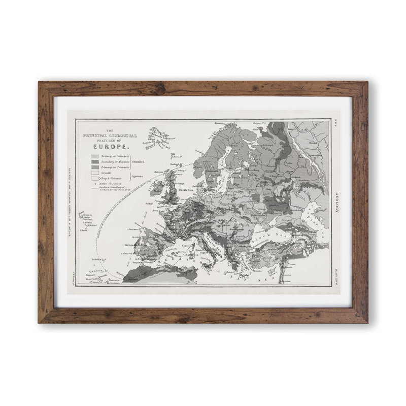 Vintage Map Of Europe by Oliver Goldsmith - Single Picture Frame Print, Walnut, 45cm H x 63cm W x 2cm D