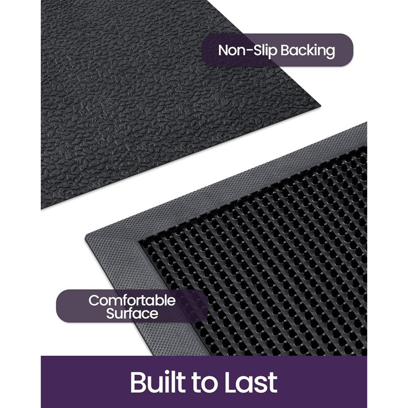 Tapis d'entrée robuste pour l'extérieur, tapis d'entrée en caoutchouc noir durable