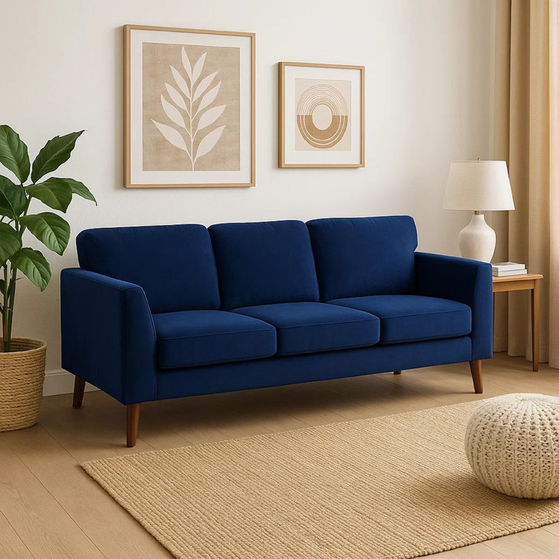 Canapé rembourré Annaus, Bleu, H 35 po x l 81 po x P 32 po