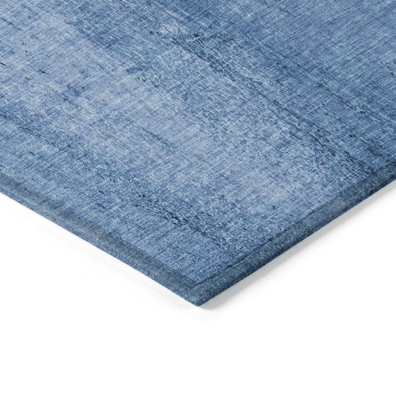 HomeRoots 3' X 5' Sky Blue And Navy Blue Nautical Washable Indoor Outdoor Area Rug