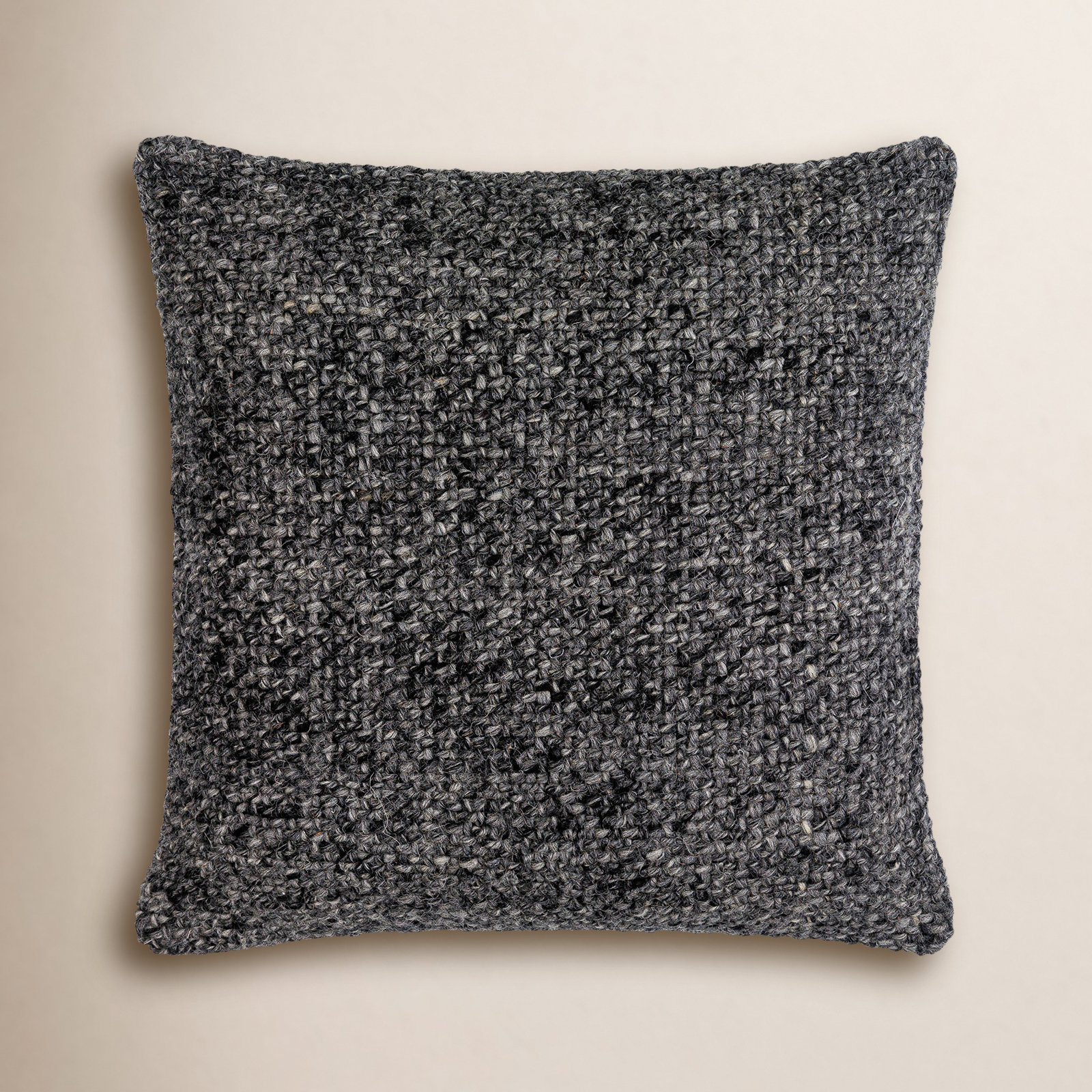 Square Wool Throw Pillow, 20"H x 20"W, Beige, Pillow Cover Only - No Insert
