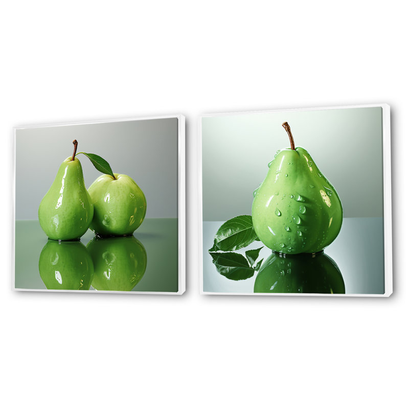Fruit de poire Pearlescent, Cadre flottant blanc, H 36 po x l 73 po