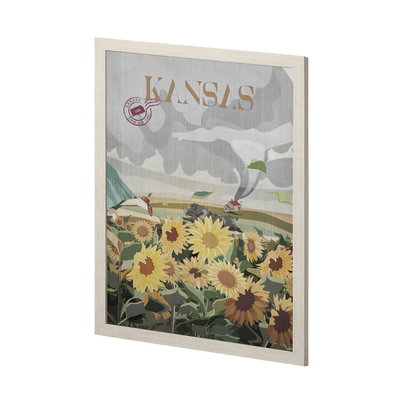 «Kansas Go» par Simone, reproduction d'art encadrée sous verre, H 43 po x l 33 po x P 1,5 po, Cadre photo brun simple