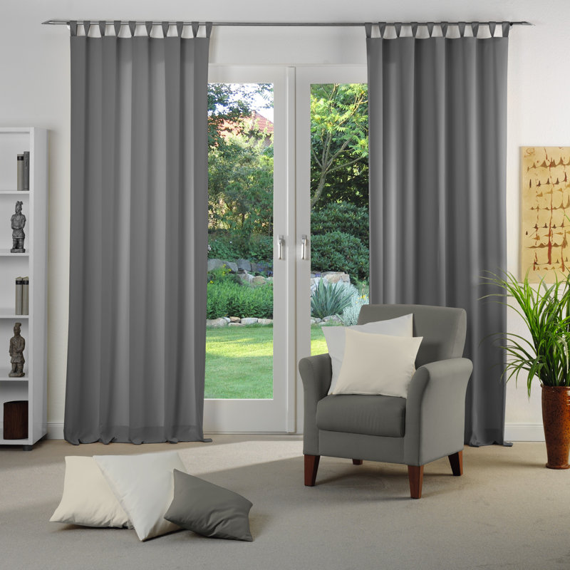 Polyester Blackout Tab Top Curtain Panel, Grey/Brown/Blue, 142cm Width x 295cm Drop